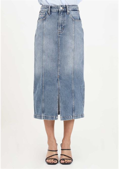 Women's medium wash denim skirt in stretch cotton TOMMY JEANS | Skirts | DW0DW172181A51A5