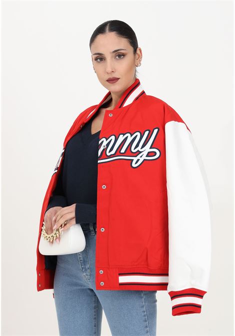 Women's red and white varsity style jacket TOMMY JEANS | Jackets | DW0DW17233XNLXNL