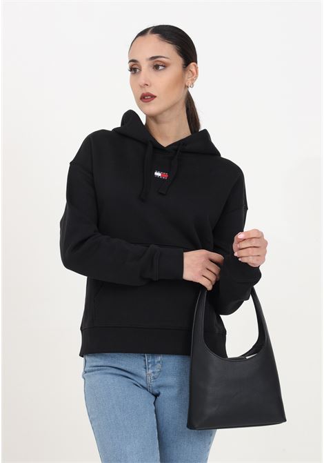 Black women's hooded sweatshirt with long sleeves in cotton TOMMY JEANS | Hoodie | DW0DW17326BDSBDS