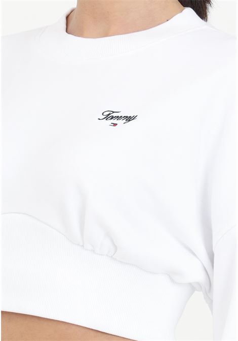 Women's white crew-neck crop sweatshirt with bustier effect in cotton TOMMY JEANS | Hoodie | DW0DW17334YBRYBR