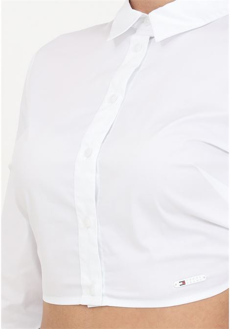 Camicia crop da donna bianca TOMMY JEANS | Camicie | DW0DW17344YBRYBR