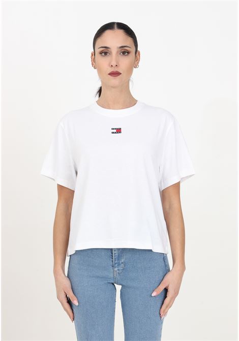 Women's white cotton half-sleeve crop t-shirt TOMMY JEANS | T-shirt | DW0DW17391YBRYBR