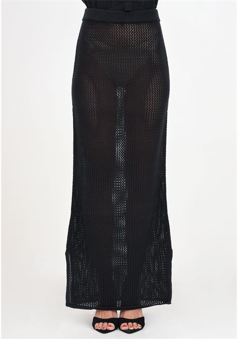 Open Stitch black perforated women's long skirt TOMMY JEANS | DW0DW17878BDSBDS