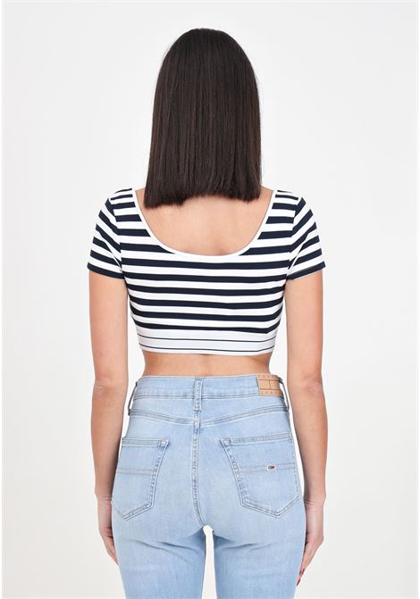 White and blue striped women's top with logo elastic TOMMY JEANS | Tops | DW0DW17891C1GC1G