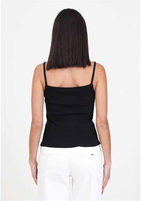 Top da donna nero slim fit a costine TOMMY JEANS | Top | DW0DW17904BDSBDS