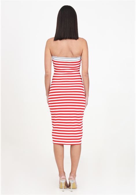 Women's bandeau midi dress with red and white stripes TOMMY JEANS | DW0DW17922XNLXNL