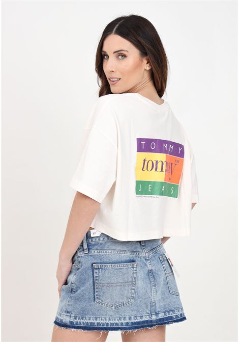 T-shirt da donna ancient white con stampa logo TOMMY JEANS | T-shirt | DW0DW18141YBHYBH