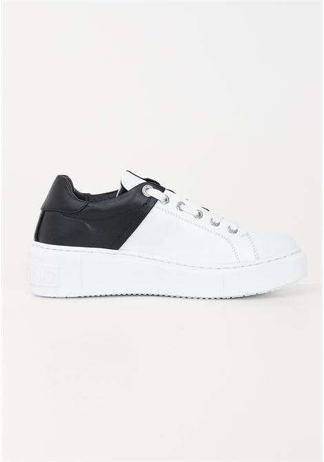Black and white women's sneakers with embossed logo lettering VALENTINO | 91B2201VITW-BLACK