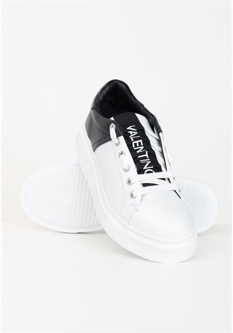 Black and white women's sneakers with embossed logo lettering VALENTINO | 91B2201VITW-BLACK
