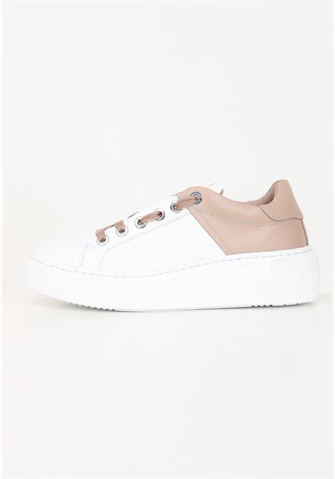 White and beige women's sneakers with embossed lettering logo VALENTINO | 91B2201VITW-NUDE