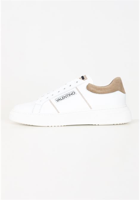 White and tan men's sneakers with printed logo lettering VALENTINO | Sneakers | 92S3909VITW-CUOIO