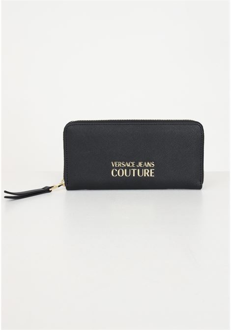 Black wallet with logo plaque in faux leather for women VERSACE JEANS COUTURE | Wallets | 75VA5PA1ZS467899