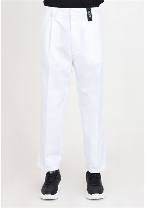 White poly light men's trousers with logo patch VERSACE JEANS COUTURE | Pants | 76GAA103N0208003