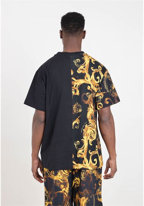 Black men's t-shirt with baroque pattern VERSACE JEANS COUTURE | 76GAH611JS287G89