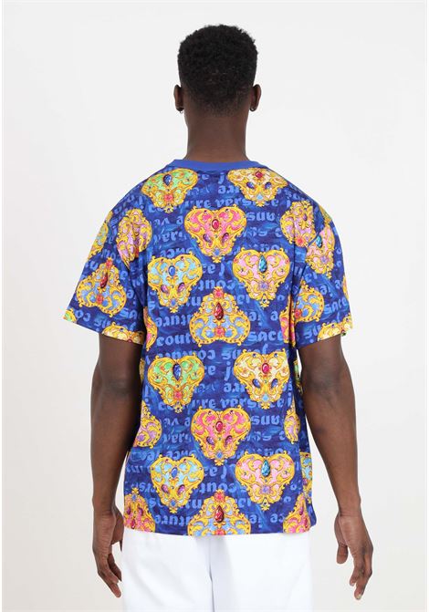 Blue men's t-shirt with baroque pattern VERSACE JEANS COUTURE | 76GAH6R0JS338G20 205- 948