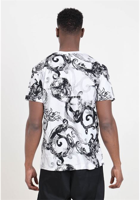 T-shirt da uomo nera e bianca Watercolor Couture VERSACE JEANS COUTURE | T-shirt | 76GAH6S0JS287003