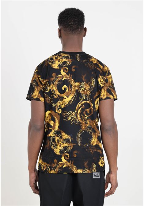 T-shirt da uomo nera e oro Watercolor Couture VERSACE JEANS COUTURE | T-shirt | 76GAH6S0JS287G89