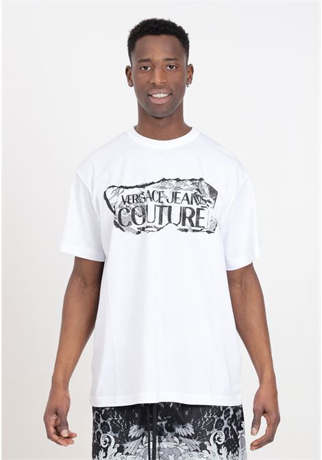 White magazine logo men's t-shirt VERSACE JEANS COUTURE | 76GAHE03CJ00E003