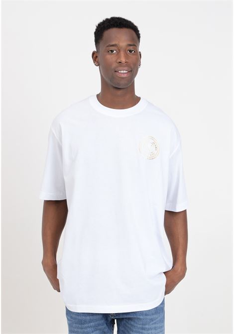 White men's T-shirt with gold foil V-emblem logo VERSACE JEANS COUTURE | 76GAHT03CJ00TG03 003 - 948