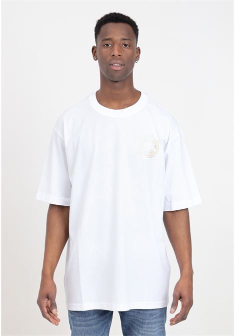 White men's T-shirt with gold foil V-emblem logo VERSACE JEANS COUTURE | T-shirt | 76GAHT03CJ00TG03 003 - 948