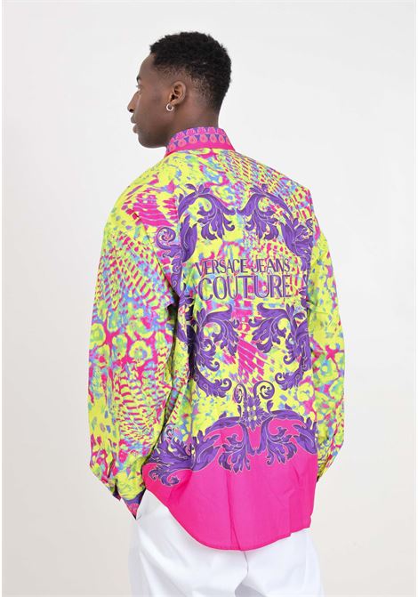Camicia da uomo multicolor stampa Animalier Baroque VERSACE JEANS COUTURE | Camicie | 76GAL21ANS438609