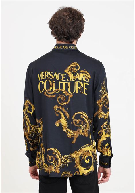 Camicia da uomo nera Watercolour Couture VERSACE JEANS COUTURE | Camicie | 76GAL2RWNS410G89