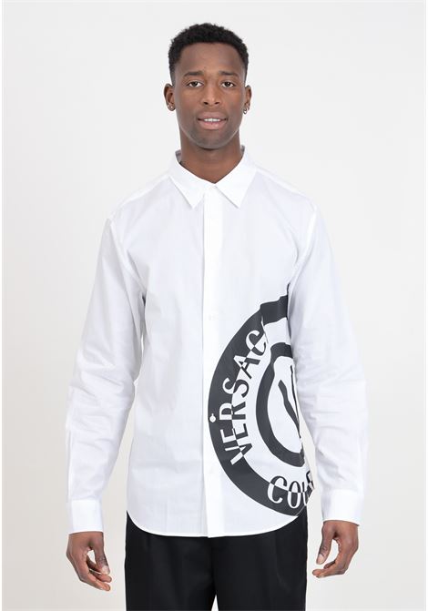 Camicia da uomo bianca logo V-Emblem VERSACE JEANS COUTURE | Camicie | 76GALYR1CN002003