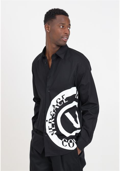 Camicia da uomo nera logo V-Emblem VERSACE JEANS COUTURE | Camicie | 76GALYR1CN002899