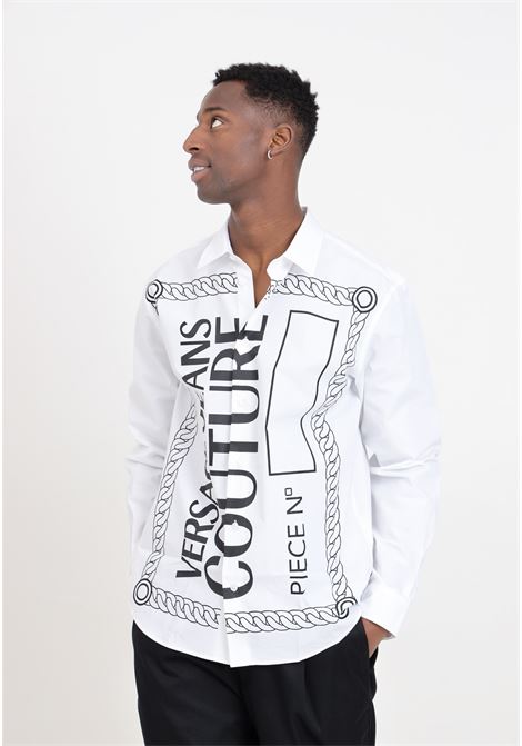 Camicia bianca da uomo con logo piece number VERSACE JEANS COUTURE | Camicie | 76GALYR2N0132003