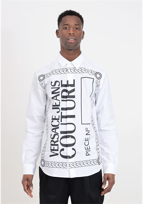 Camicia bianca da uomo con logo piece number VERSACE JEANS COUTURE | Camicie | 76GALYR2N0132003