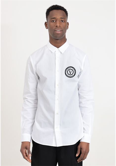 Camicia bianca da uomo logo V-Emblem VERSACE JEANS COUTURE | Camicie | 76GALYS1CN002003
