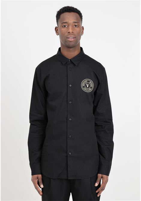 Camicia da uomo nera logo V-Emblem VERSACE JEANS COUTURE | Camicie | 76GALYS2CN002G89