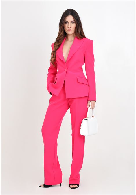 Women's fuchsia cady bistretch buckle trousers VERSACE JEANS COUTURE | 76HAA111N0103401