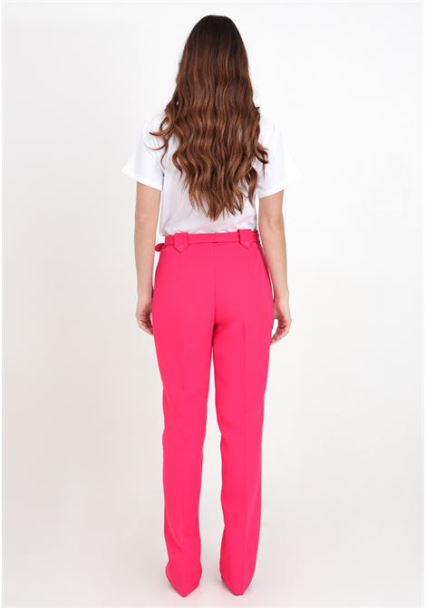 Women's fuchsia cady bistretch buckle trousers VERSACE JEANS COUTURE | 76HAA111N0103401