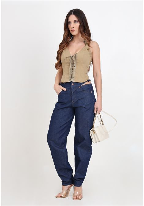 Jeans da donna in denim indigo balloon olivia mini VERSACE JEANS COUTURE | Jeans | 76HAB507DW023L54904