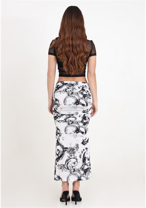 White and black couture watercolor women's long skirt VERSACE JEANS COUTURE | 76HAE804JS291003