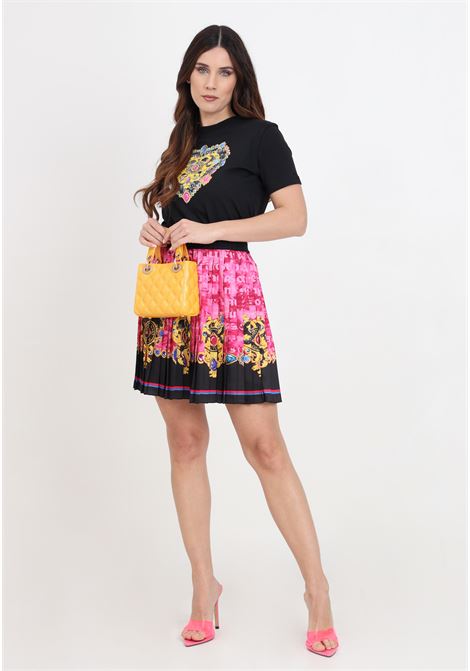 Women's skirt with black logoed elastic with heart couture print VERSACE JEANS COUTURE | 76HAE8P1NS458G49 401- 948