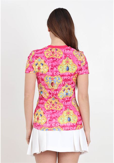 T-shirt da donna fucsia stampa heart couture VERSACE JEANS COUTURE | T-shirt | 76HAH6B8JS342G49