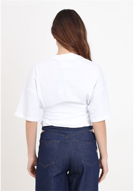 T-shirt da donna bianca logata con lacci VERSACE JEANS COUTURE | 76HAHG04CJ00G003