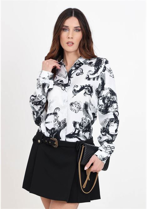 Camicia da donna multicolor watercolor baroque bianca e nera VERSACE JEANS COUTURE | Camicie | 76HAL201NS407003