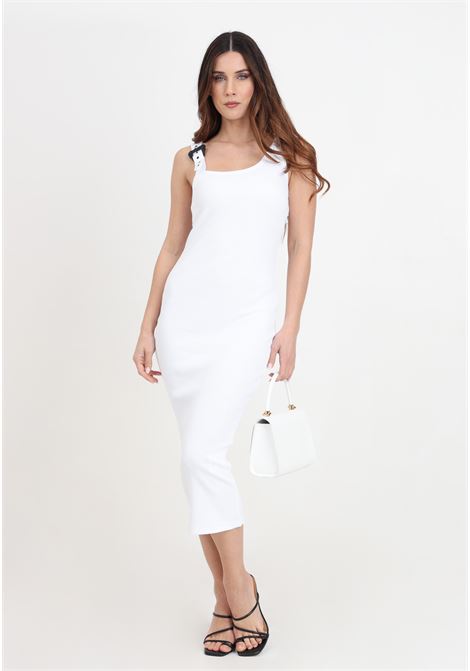 Women's white midi dress with baroque buckle VERSACE JEANS COUTURE | 76HAO947J0004003