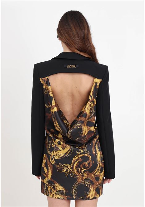 Blazer da donna watercolor couture con drappeggio nero e oro VERSACE JEANS COUTURE | Giacche | 76HAQ703N0103899