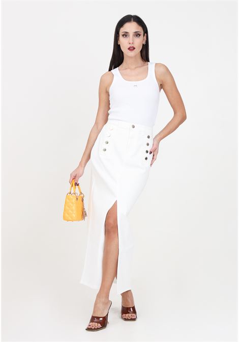 Long white women's skirt with central slit VICOLO | Skirts | DB5059BU03