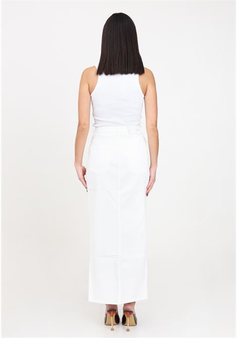 Long white women's skirt with central slit VICOLO | Skirts | DB5059BU03