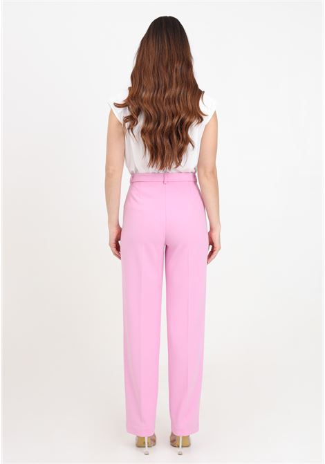 Pantaloni donna rosa barbie con tasche effetto raso VICOLO | Pantaloni | TB0048BU42