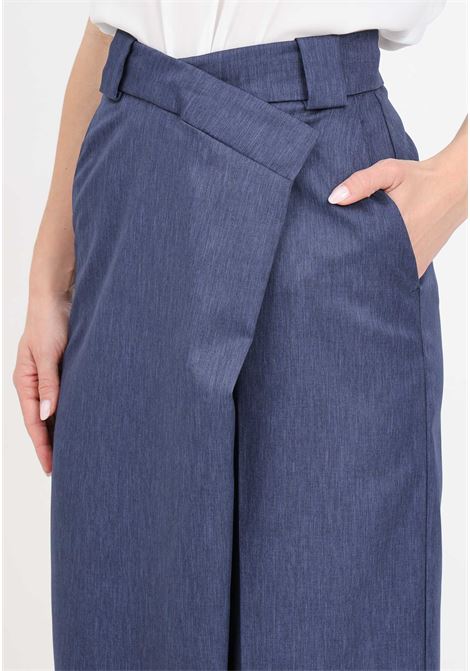 Pantaloni donna blu notte con chiusura obliqua VICOLO | Pantaloni | TB0108A89