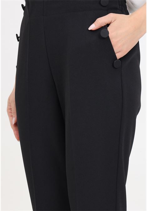 Black women's trousers with buttons on the pockets VICOLO | TB0113A99
