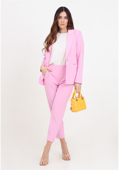 Pantaloni donna rosa barbie con bottoni sulle tasche VICOLO | Pantaloni | TB0113BU42