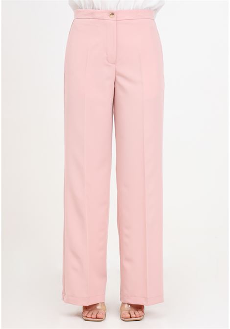 Pantaloni donna rosa polvere con bottoni nascosti VICOLO | Pantaloni | TB0236BU40-1