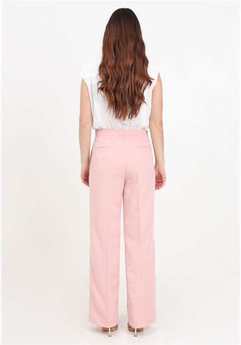 Pantaloni donna rosa polvere con bottoni nascosti VICOLO | Pantaloni | TB0236BU40-1